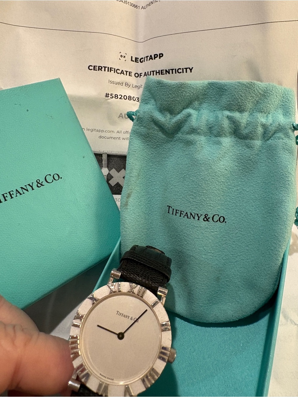 Tiffany & Co. Women’s Atlas Sterling Silver Watch with Black Strap